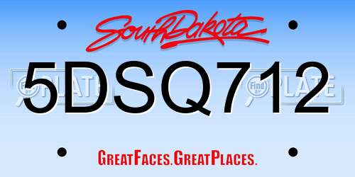 5DSQ712 South Dakota License Plate