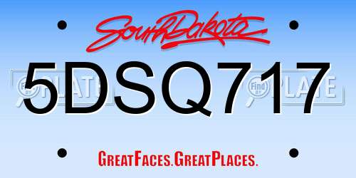 5DSQ717 South Dakota License Plate