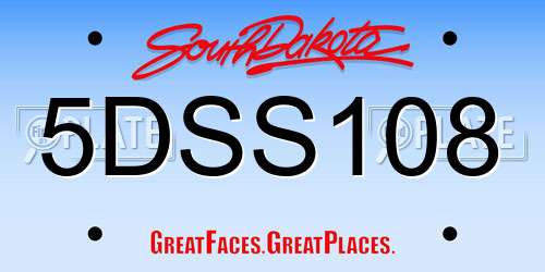 5DSS108 South Dakota License Plate