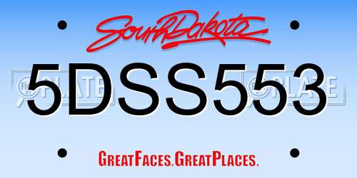 5DSS553 South Dakota License Plate
