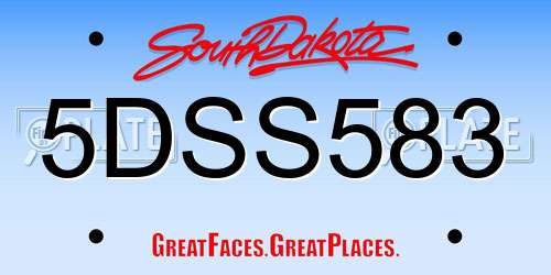 5DSS583 South Dakota License Plate