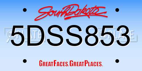 5DSS853 South Dakota License Plate
