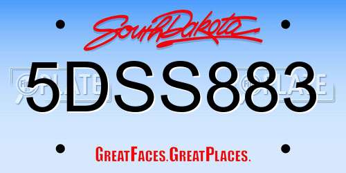 5DSS883 South Dakota License Plate