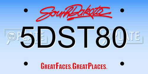 5DST80 South Dakota License Plate