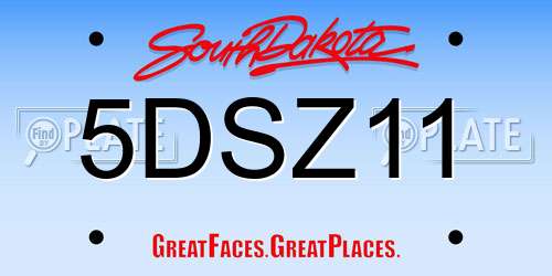 5DSZ11 South Dakota License Plate