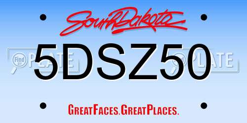 5DSZ50 South Dakota License Plate
