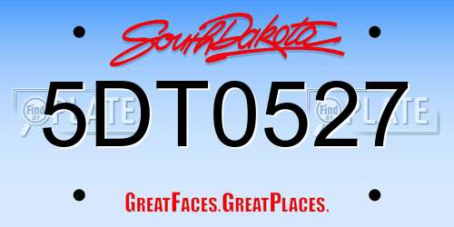 5DT0527 South Dakota License Plate