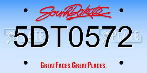 5DT0572 South Dakota License Plate