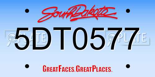 5DT0577 South Dakota License Plate