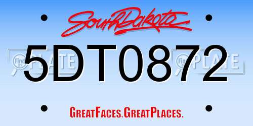 5DT0872 South Dakota License Plate