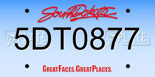 5DT0877 South Dakota License Plate