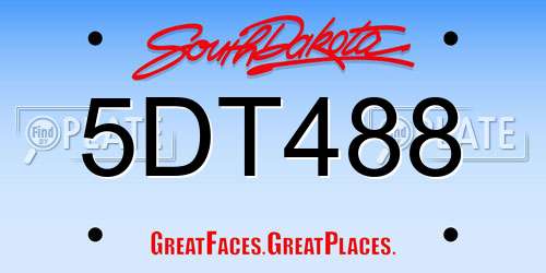 5DT488 South Dakota License Plate