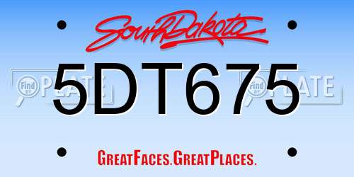 5DT675 South Dakota License Plate