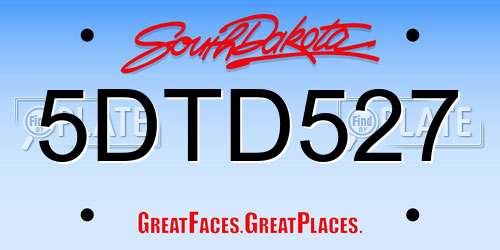 5DTD527 South Dakota License Plate