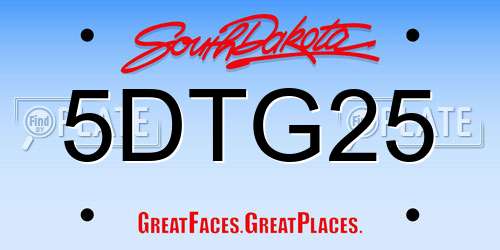 5DTG25 South Dakota License Plate