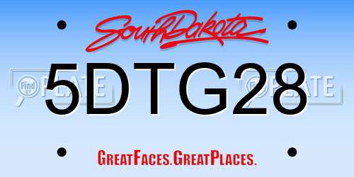 5DTG28 South Dakota License Plate