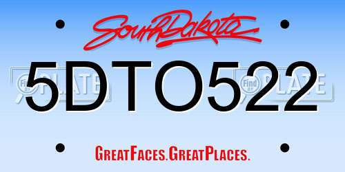 5DTO522 South Dakota License Plate