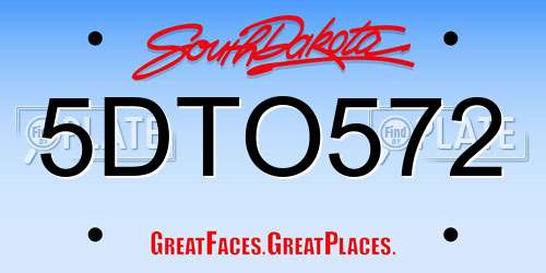 5DTO572 South Dakota License Plate