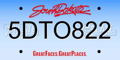 5DTO822 South Dakota License Plate
