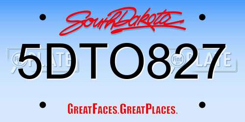 5DTO827 South Dakota License Plate