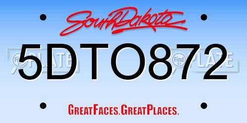 5DTO872 South Dakota License Plate