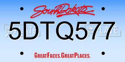 5DTQ577 South Dakota License Plate