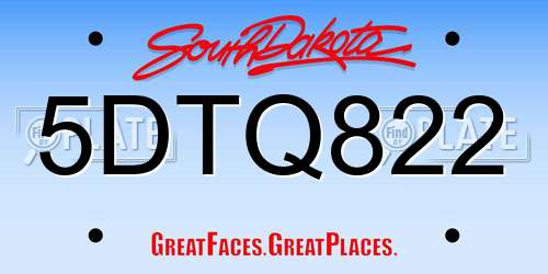 5DTQ822 South Dakota License Plate