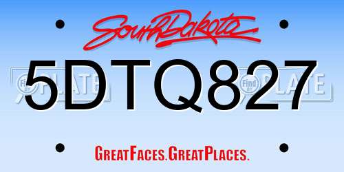 5DTQ827 South Dakota License Plate