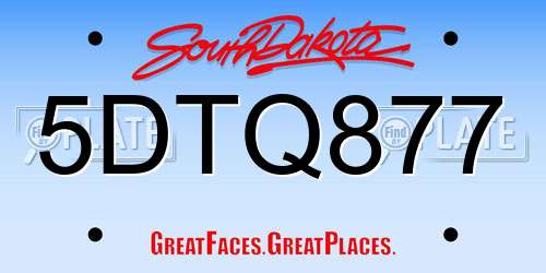 5DTQ877 South Dakota License Plate