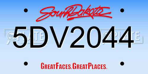 5DV2044 South Dakota License Plate