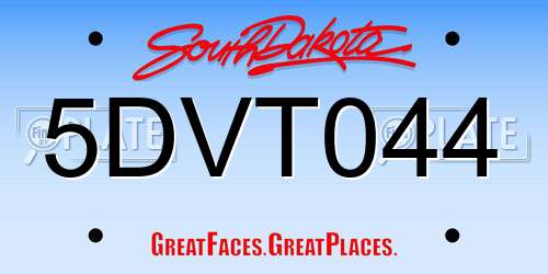 5DVT044 South Dakota License Plate