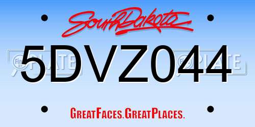 5DVZ044 South Dakota License Plate