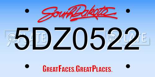 5DZ0522 South Dakota License Plate