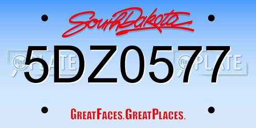 5DZ0577 South Dakota License Plate