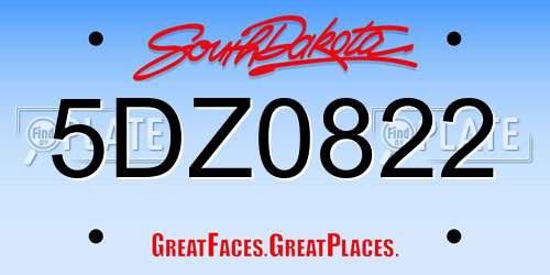 5DZ0822 South Dakota License Plate