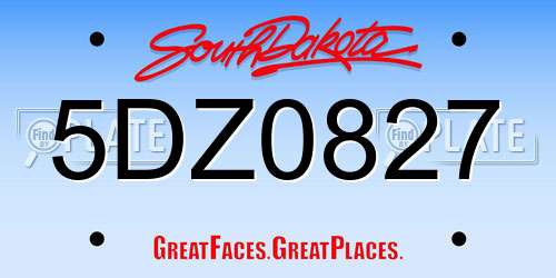 5DZ0827 South Dakota License Plate