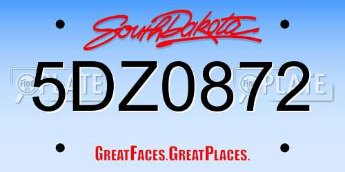 5DZ0872 South Dakota License Plate