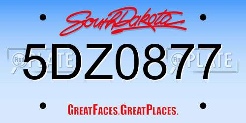 5DZ0877 South Dakota License Plate