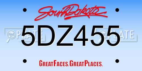5DZ455 South Dakota License Plate