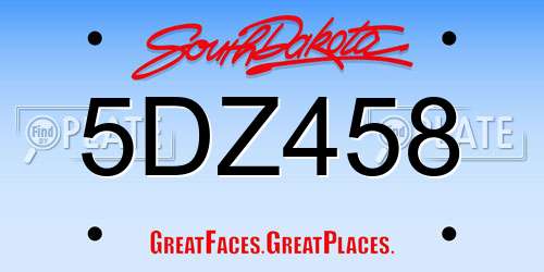 5DZ458 South Dakota License Plate