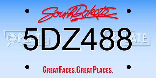 5DZ488 South Dakota License Plate