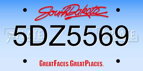 5DZ5569 South Dakota License Plate