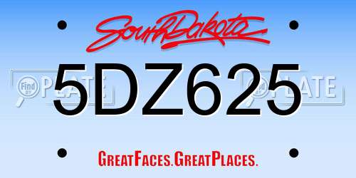 5DZ625 South Dakota License Plate