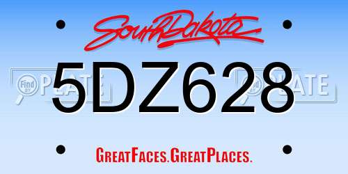 5DZ628 South Dakota License Plate