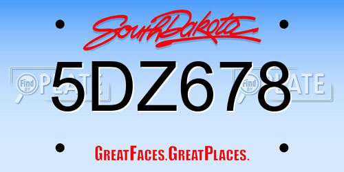 5DZ678 South Dakota License Plate