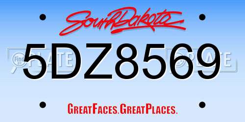 5DZ8569 South Dakota License Plate