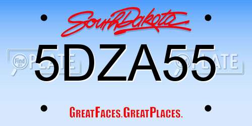 5DZA55 South Dakota License Plate