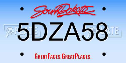 5DZA58 South Dakota License Plate