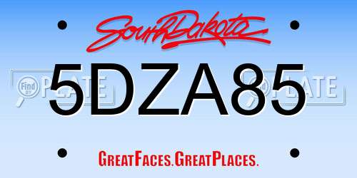 5DZA85 South Dakota License Plate