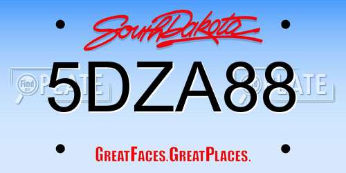 5DZA88 South Dakota License Plate